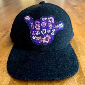 Black SnapBack hat - Project X purple floral hang loose sign